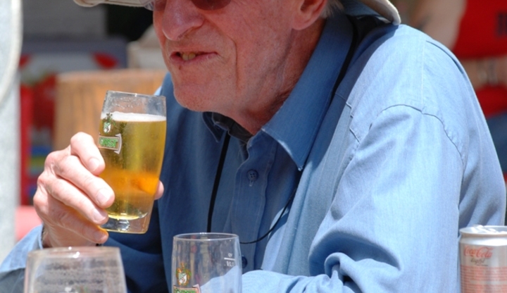 Jim Milledge enjoys a beer