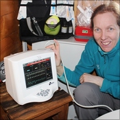 Paula calibrates the Nicom machine