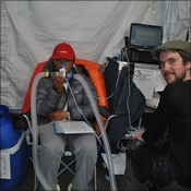 Kunga Sherpa being tested by Dr Tom Smedley