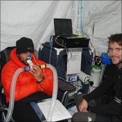 Ori having his hypoxic ventilatory response tested at Everest Base Camp
