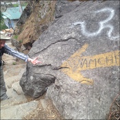 Richard points the way to Namche