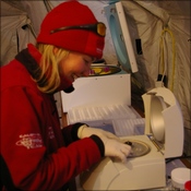 Liesl using the centrifuge