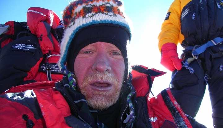 A shattered Chris Imray on the Summit A shattered Chris Imray on the Summit