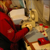 Using a hemocue blood analyser at EBC